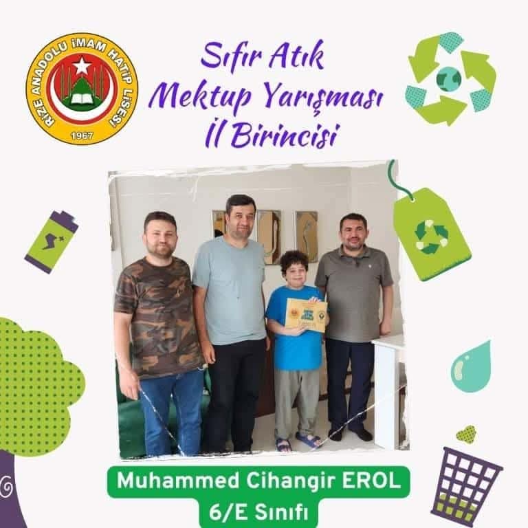 Sıfır Atık” Mektup Yarışması’nda İl Birincisi RAİH Lisesinden