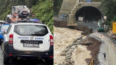 Rize’de etkili olan yoğun yağışların ardından Ayder Yaylası Turizm Merkezi’nde