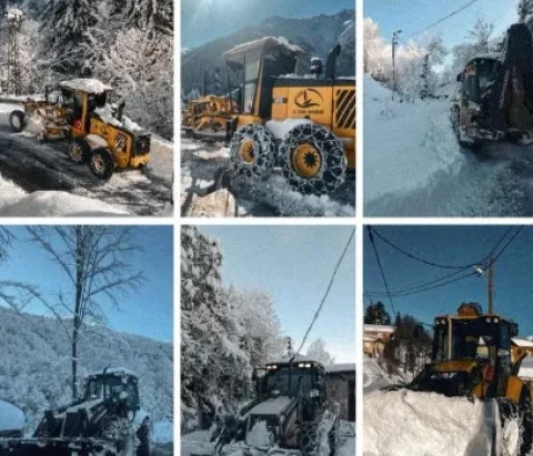 Rize'de İl Özel İdaresi, karla mücadele çalışmalarıyla ulaşımın aksamaması için