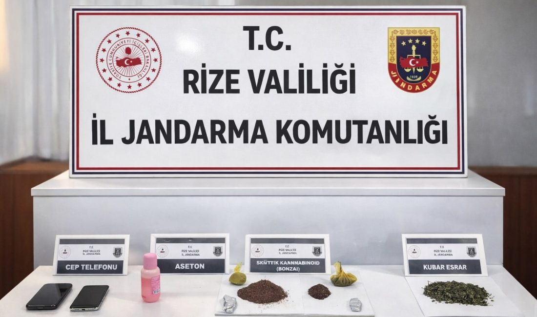 Rize İl Jandarma Komutanlığı tarafından 25 Ocak 2026 tarihinde “Uyuşturucu