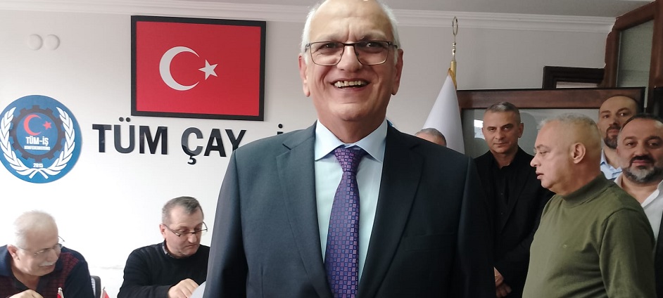 Tüm Gıda İş Konfederasyonu Genel Başkanı Mahmut Şahin, Rize’de bulunan