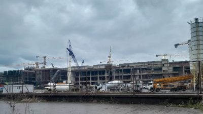 Rize’de yapımı devam eden Rize Şehir Hastanesi inşaatında meydana gelen