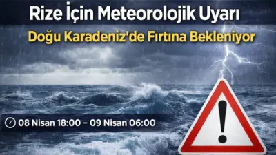Rize Valiliği, Meteoroloji 11. Bölge Müdürlüğü’nün 043 numaralı uyarısını paylaşarak