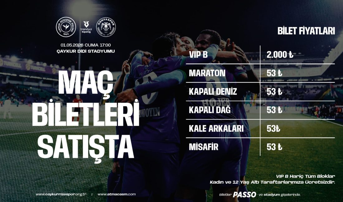 Çaykur Rizespor ile Tümosan Konyaspor arasında 1 Mayıs 2026 Cuma