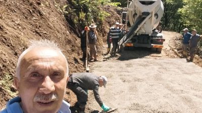 KÖY YOLUNDA 200 M3 BETONLA ÇAMURDAN KURTULDULAR