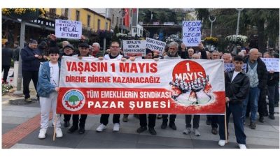 Tüm Emeklilerin Sendikası Pazar Şubesio adına açıklama yapan Canan Çelenk,