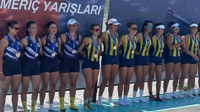 Edirne’de düzenlenen Gençler Meriç Kürek Yarışları’nda Rize Kürek Takımı, kadınlar