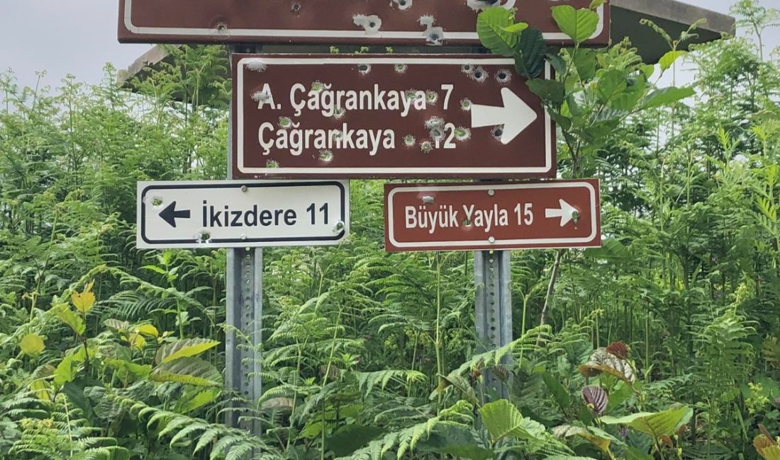 İKİZDERE’DE YÖN TABELASINA ATILAN KURŞUNLARA ESKİ BELEDİYE BAŞKANI TEPKİ GÖSTERDİ