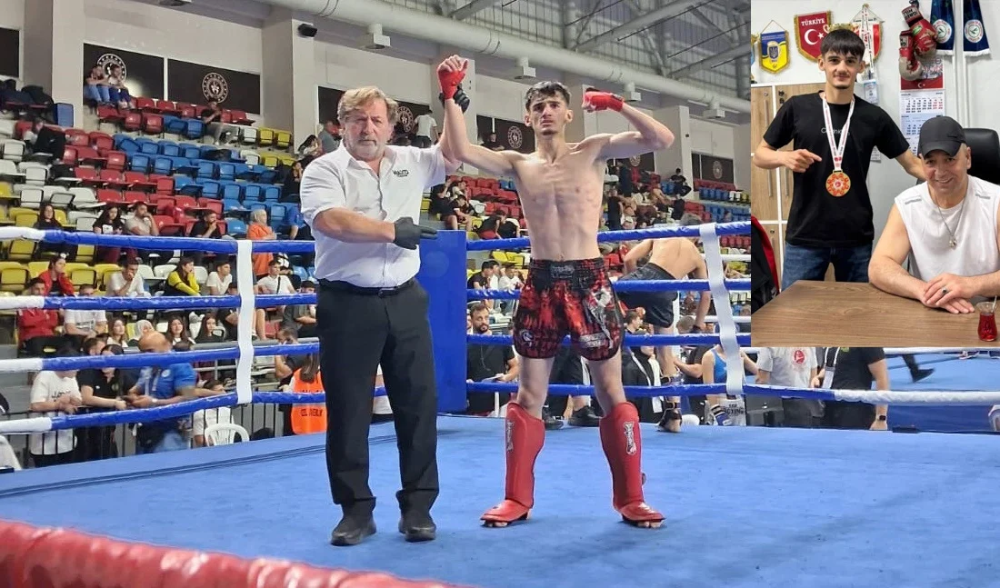 Rizeli genç kickboksçu Samet Çoruh, Bolu'da düzenlenen Türkiye Kickboks Şampiyonası'nda