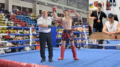 Rizeli genç kickboksçu Samet Çoruh, Bolu'da düzenlenen Türkiye Kickboks Şampiyonası'nda