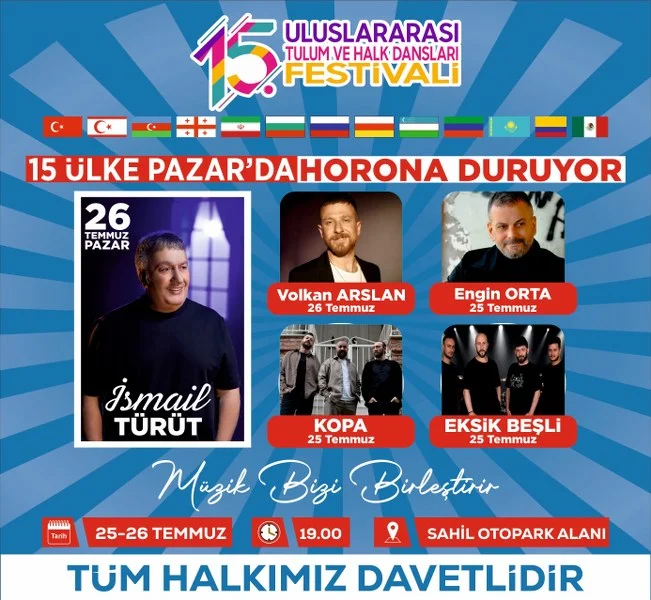 Rize'nin Pazar ilçesi, 25-26 Temmuz tarihlerinde düzenlenecek 15. Uluslararası Halk