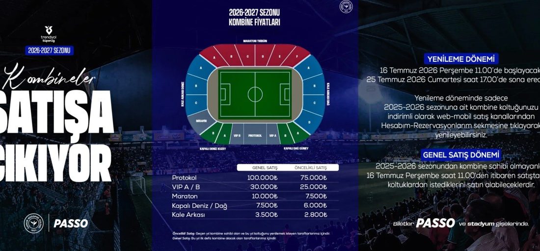 Çaykur Rizespor’da 2026-2027 sezonu kombine biletlerinin genel satışları başladı.