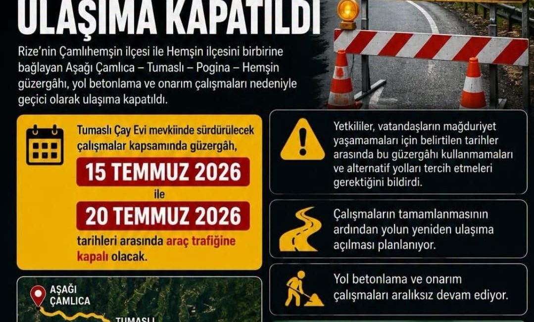 Rize'nin Çamlıhemşin ilçesi ile Hemşin ilçesini birbirine bağlayan Aşağı Çamlıca