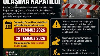 Rize'nin Çamlıhemşin ilçesi ile Hemşin ilçesini birbirine bağlayan Aşağı Çamlıca