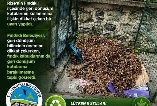 Fındıklı Belediyesi’nin sosyal medya hesabından yapılan paylaşımda, plastik, kâğıt ve