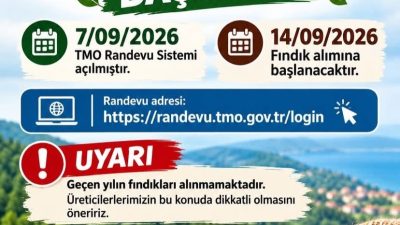 Toprak Mahsulleri Ofisi (TMO), 2026 yılı kabuklu fındık alımları kapsamında