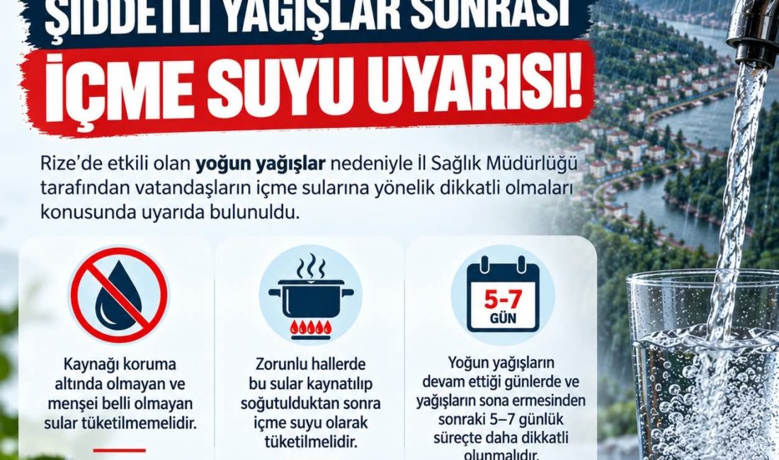 Rize’de etkili olan yoğun yağışlar nedeniyle İl Sağlık Müdürlüğü tarafından