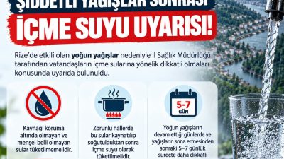 Rize’de etkili olan yoğun yağışlar nedeniyle İl Sağlık Müdürlüğü tarafından