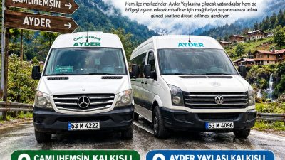 Rize’nin Çamlıhemşin ilçesinde kış sezonunun başlamasıyla birlikte toplu ulaşımda sefer