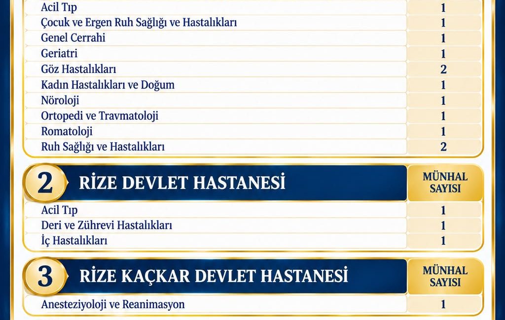 131. Dönem Devlet Hizmeti Yükümlülüğü (DHY) kapsamında Rize’deki sağlık kuruluşlarına